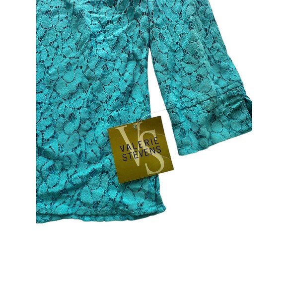 Valerie Stevens Women’s Size S Beautiful Dressy Aqua Blue Soft Lace Top NWT - Picture 4 of 8